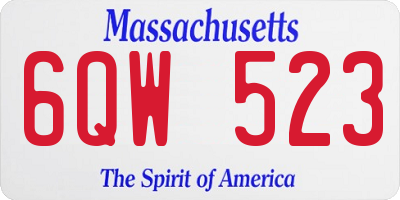 MA license plate 6QW523