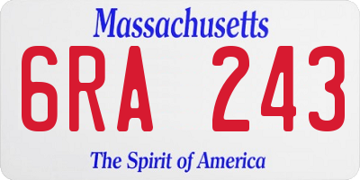 MA license plate 6RA243