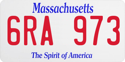 MA license plate 6RA973
