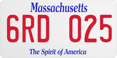 MA license plate 6RD025