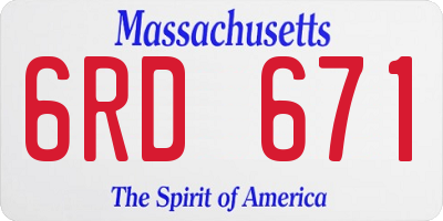 MA license plate 6RD671