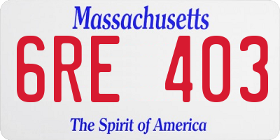 MA license plate 6RE403