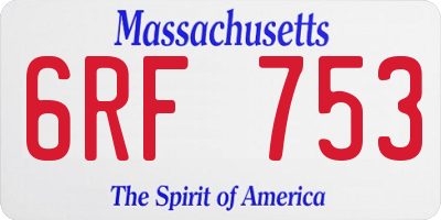 MA license plate 6RF753
