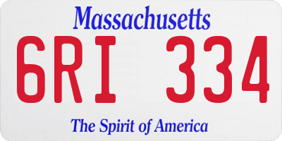 MA license plate 6RI334