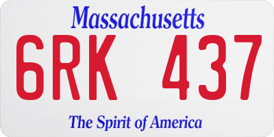 MA license plate 6RK437