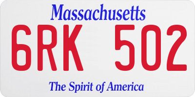 MA license plate 6RK502