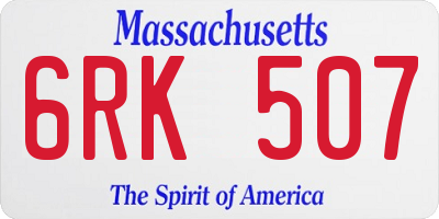 MA license plate 6RK507
