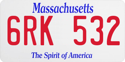 MA license plate 6RK532