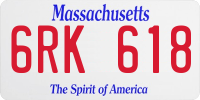 MA license plate 6RK618