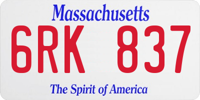 MA license plate 6RK837