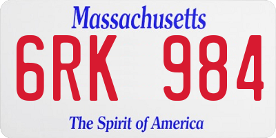 MA license plate 6RK984