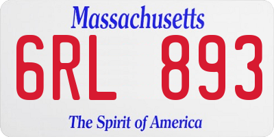 MA license plate 6RL893