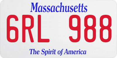 MA license plate 6RL988