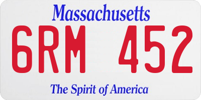 MA license plate 6RM452