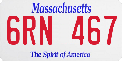 MA license plate 6RN467