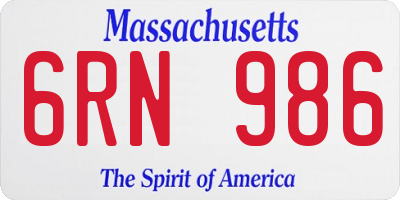 MA license plate 6RN986