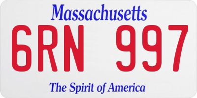 MA license plate 6RN997