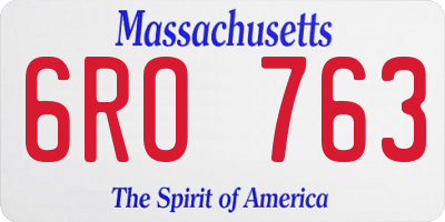 MA license plate 6RO763