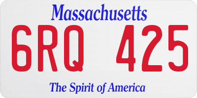 MA license plate 6RQ425