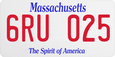 MA license plate 6RU025
