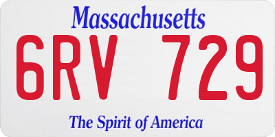 MA license plate 6RV729