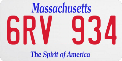 MA license plate 6RV934