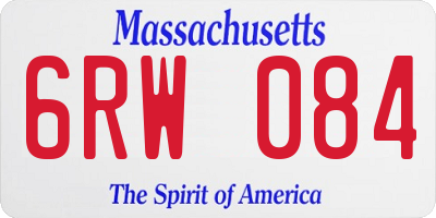 MA license plate 6RW084