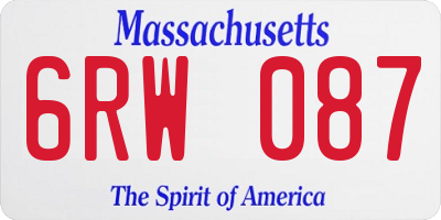 MA license plate 6RW087