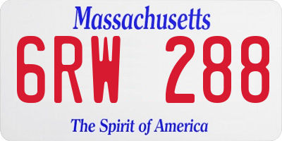 MA license plate 6RW288