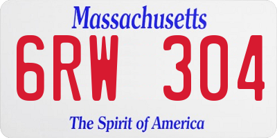 MA license plate 6RW304