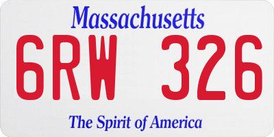 MA license plate 6RW326