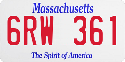 MA license plate 6RW361
