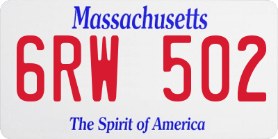 MA license plate 6RW502