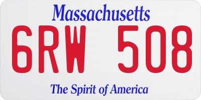 MA license plate 6RW508