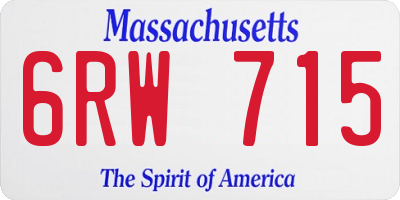 MA license plate 6RW715