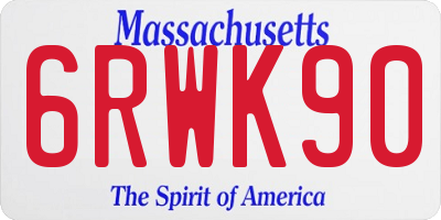 MA license plate 6RWK90