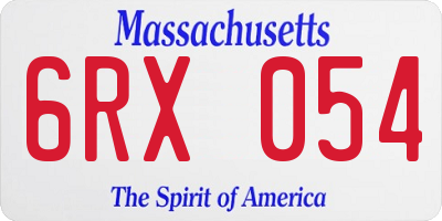 MA license plate 6RX054