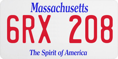 MA license plate 6RX208