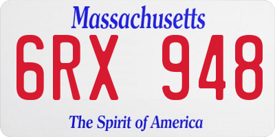 MA license plate 6RX948