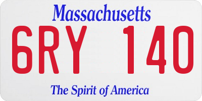 MA license plate 6RY140