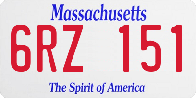 MA license plate 6RZ151