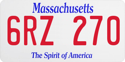 MA license plate 6RZ270