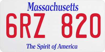 MA license plate 6RZ820