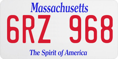MA license plate 6RZ968