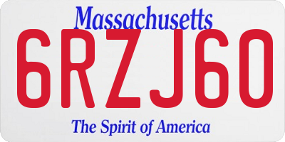 MA license plate 6RZJ60