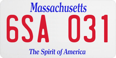 MA license plate 6SA031