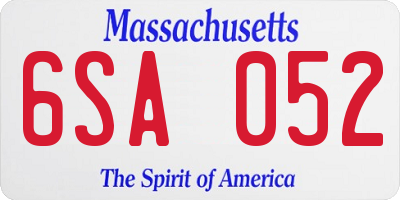 MA license plate 6SA052