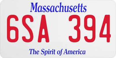 MA license plate 6SA394