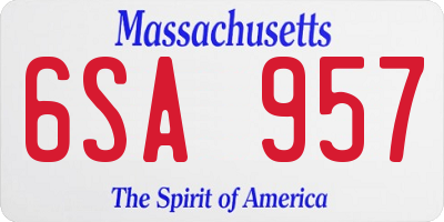 MA license plate 6SA957