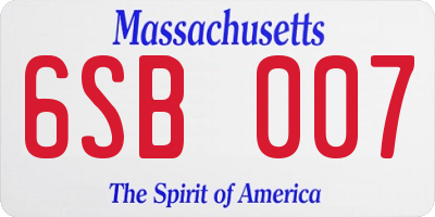 MA license plate 6SB007